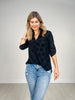 3/4 Sleeve Floral Textured Split Neck Top -GRP A