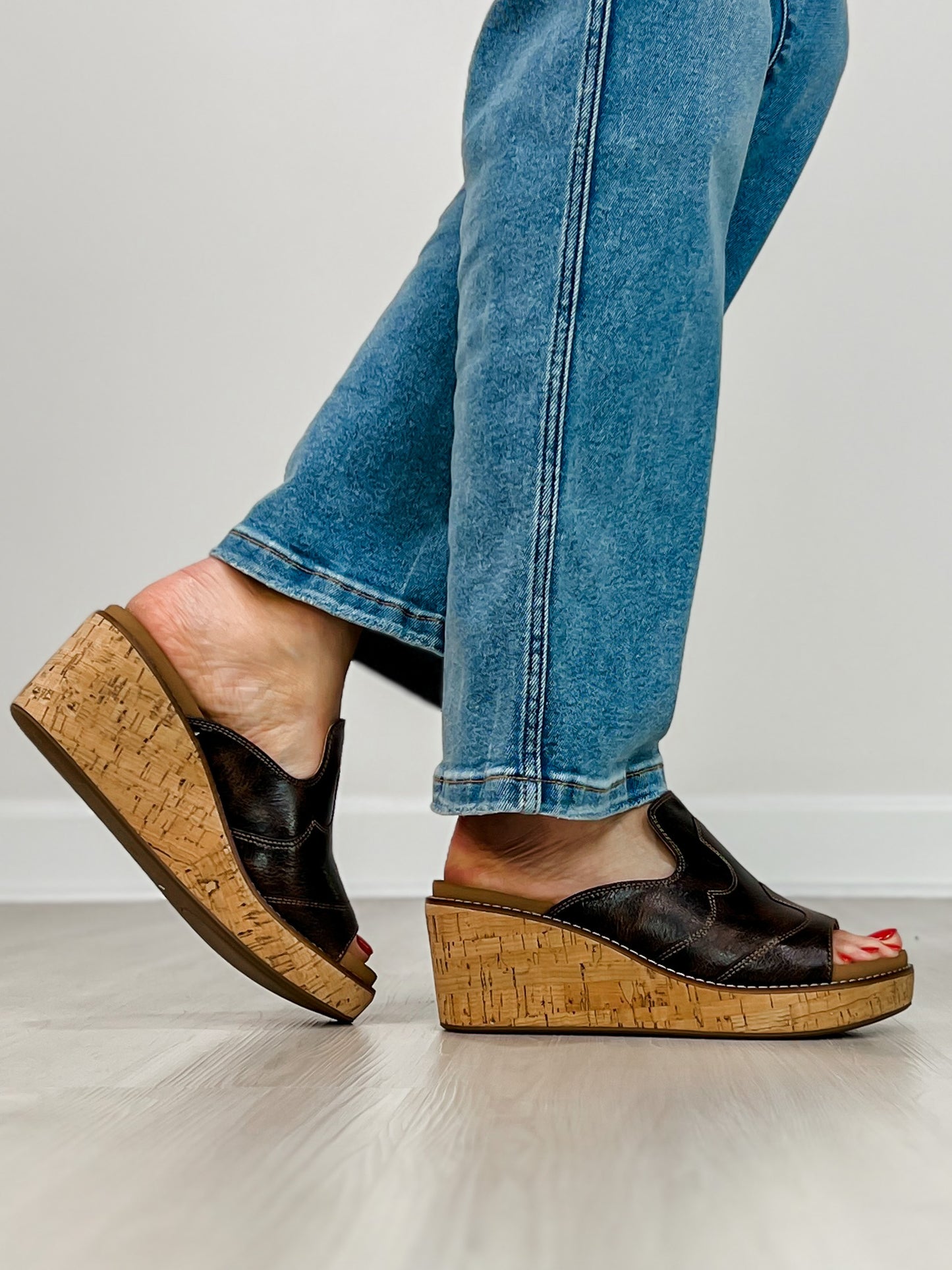 Corkys Neon Moon Cork Wedges in ESPRESSO CRINKLE