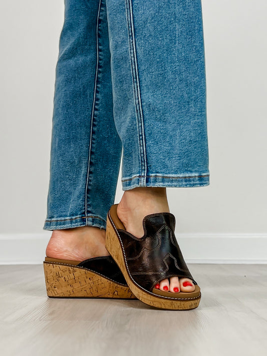 Corkys Neon Moon Cork Wedges in ESPRESSO CRINKLE