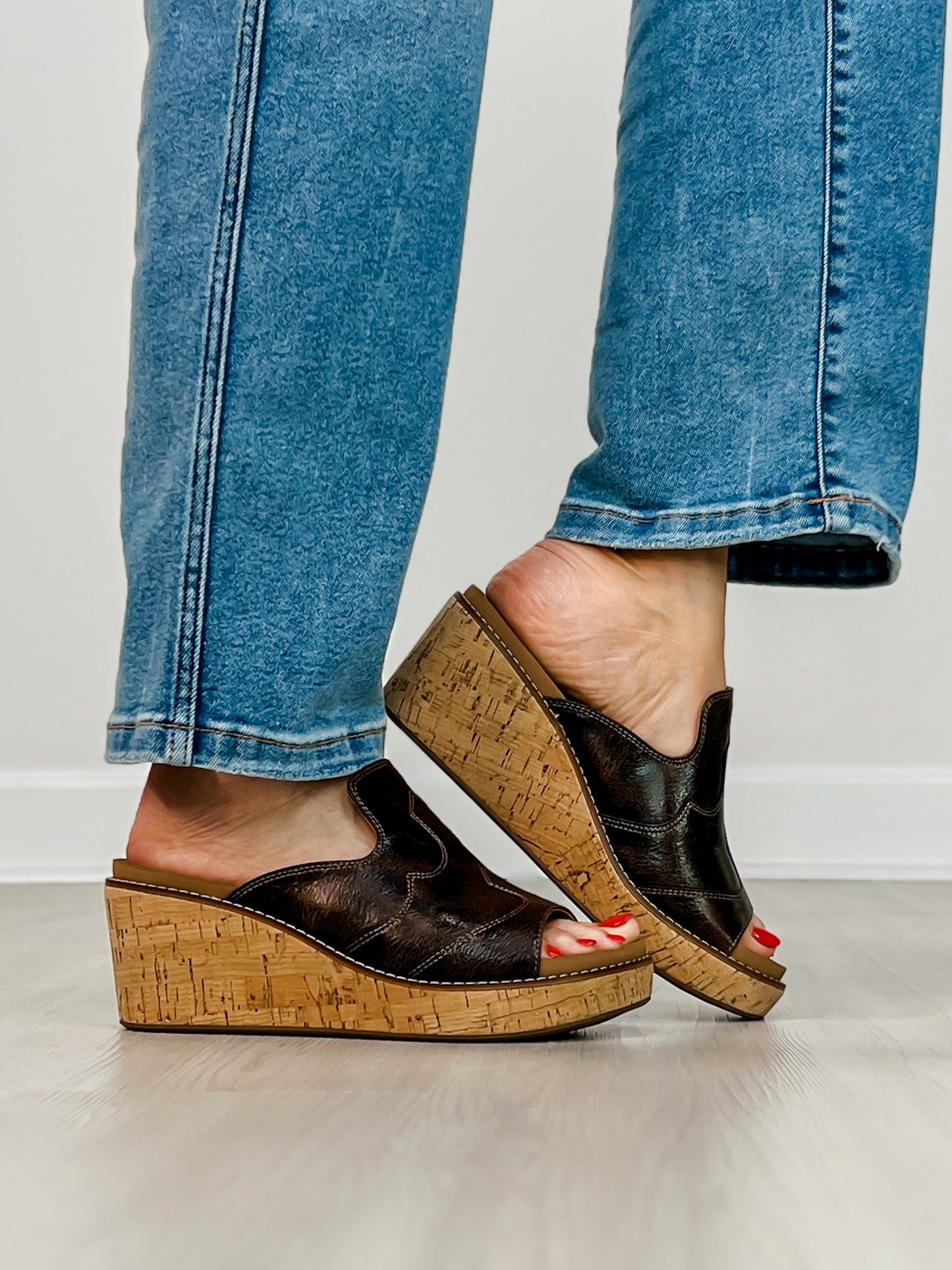 Corkys Neon Moon Cork Wedges in ESPRESSO CRINKLE