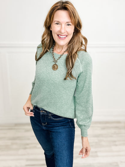 Raglan Long Sleeve Pullover Slub Yard Knit Sweater Top