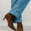 Pointed Toe Stiletto Heel Booties in Leopard Suede