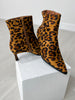 Pointed Toe Stiletto Heel Booties in Leopard Suede