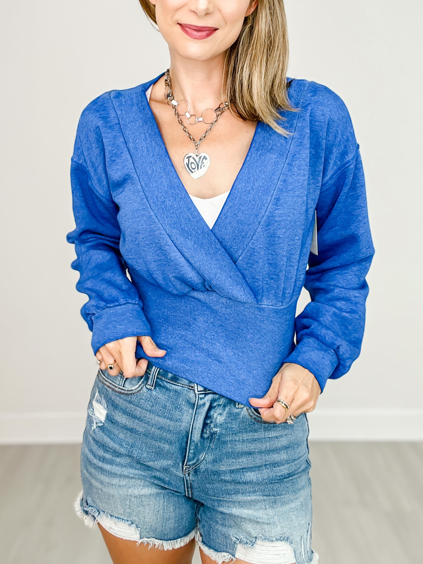 Burned Out Deep V-Neck Sweater