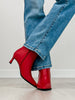 Pointed Toe Stiletto Heel Booties in Red