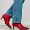 Pointed Toe Stiletto Heel Booties in Red