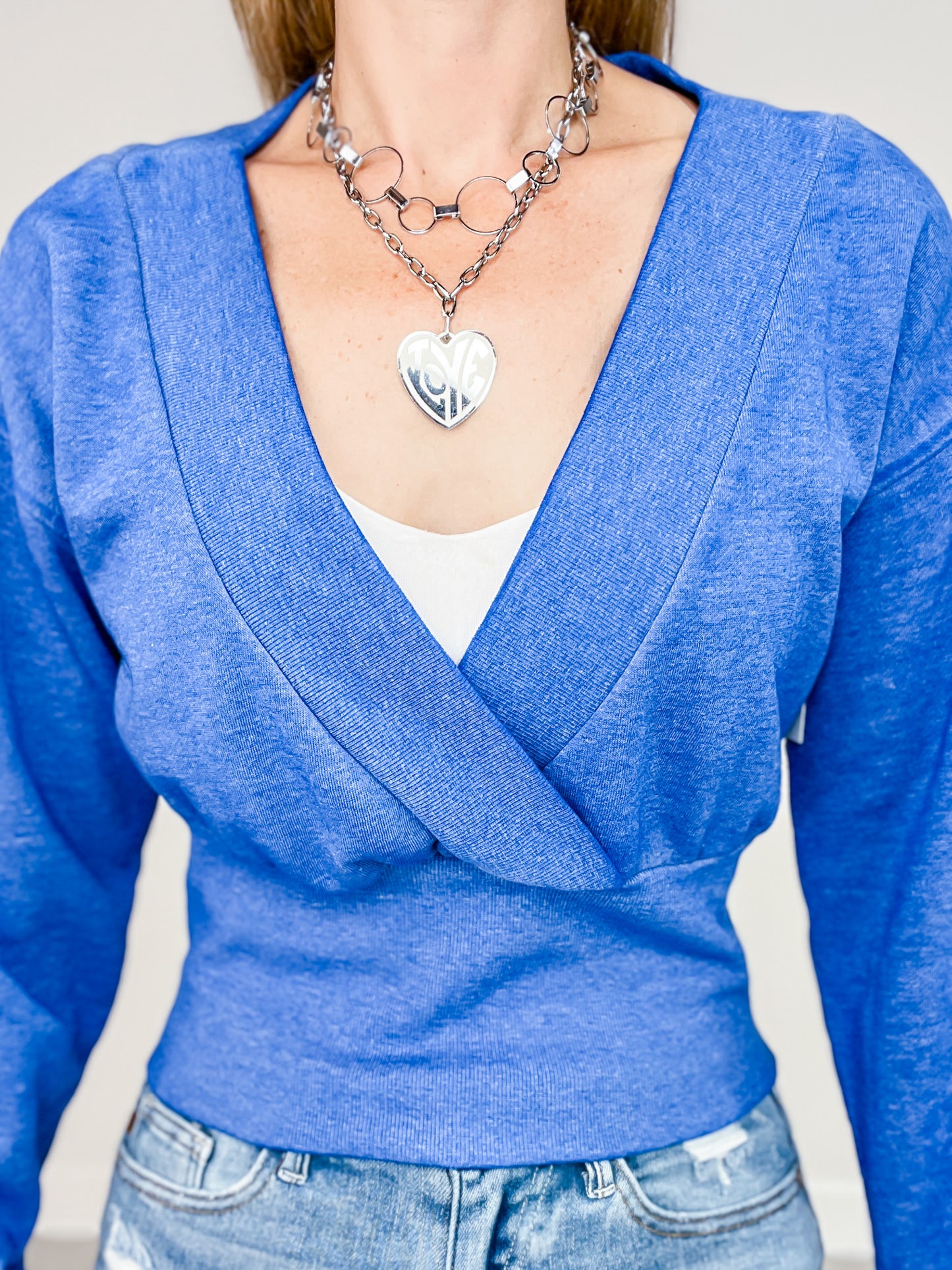 Burned Out Deep V-Neck Sweater