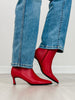 Pointed Toe Stiletto Heel Booties in Red