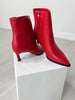 Pointed Toe Stiletto Heel Booties in Red