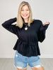 Drawstring Waist Peplum Sweater Top