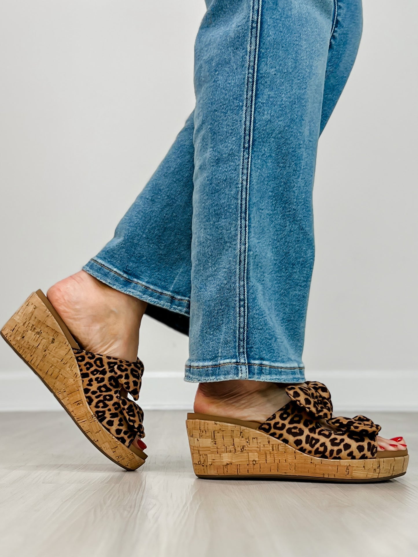 Corkys Bowed Up Wedges in Leopard