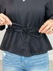 Drawstring Waist Peplum Sweater Top
