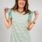 Jacquard Striped Sleeveless Top Ruffle Shoulder