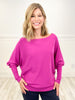 Totally Tubular Dolman Sleeve Boat Neck Top with Fitted Hemline