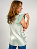 Jacquard Striped Sleeveless Top Ruffle Shoulder