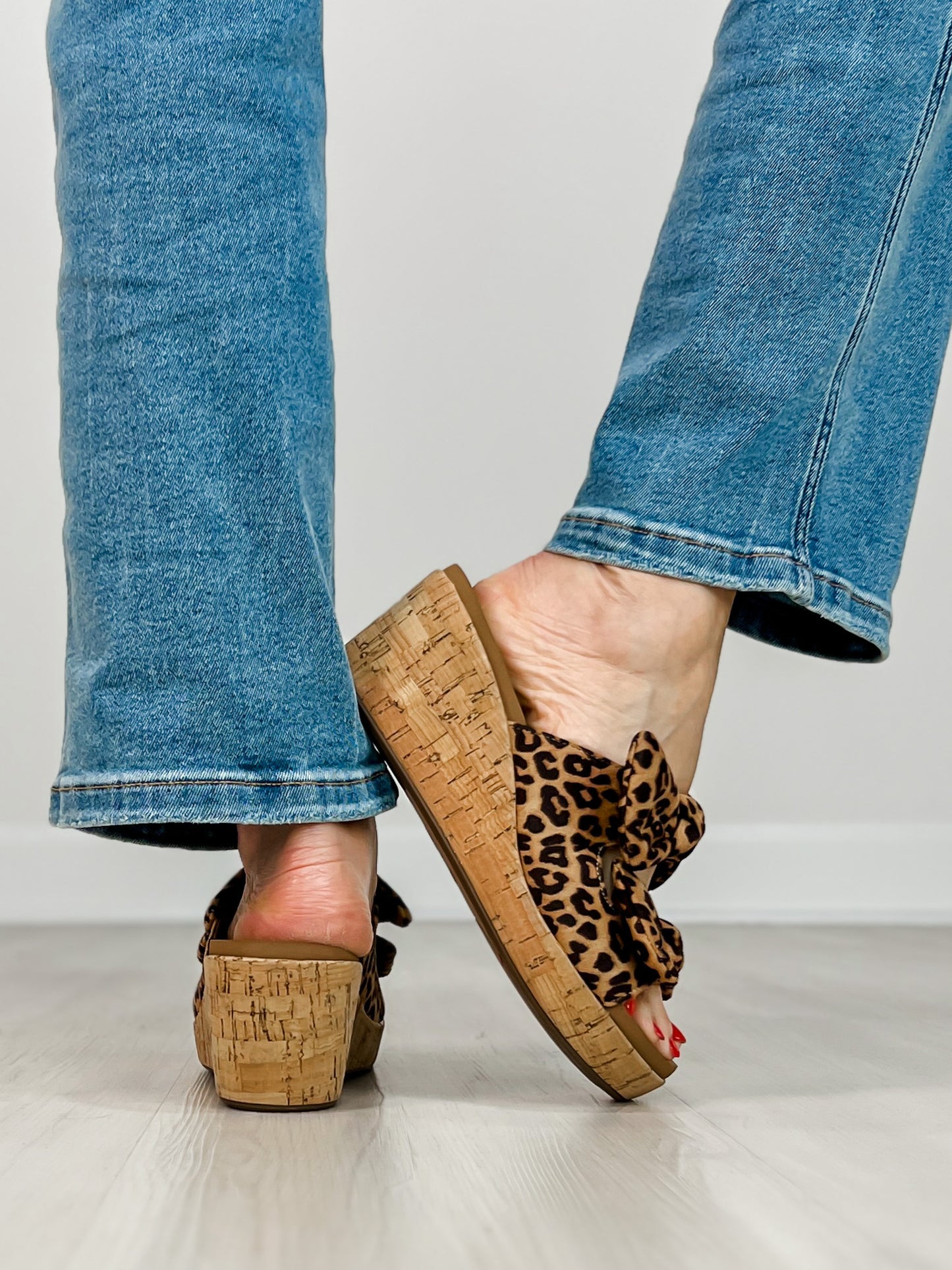 Corkys Bowed Up Wedges in Leopard