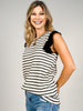 Jacquard Striped Sleeveless Top Ruffle Shoulder
