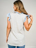Sleeveless Jacquard Striped Top with V-Neckline