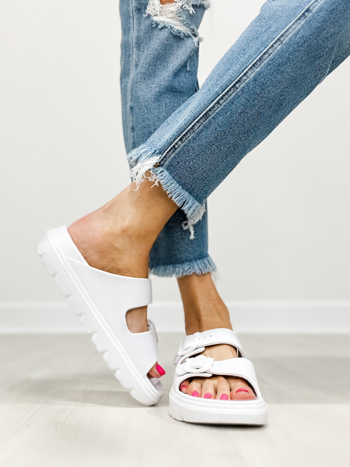 Corkys Cabana Double Buckle Sandals in White