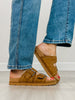 Corkys Smitten Double Buckle Sandals in TOBACCO FAUX SUEDE