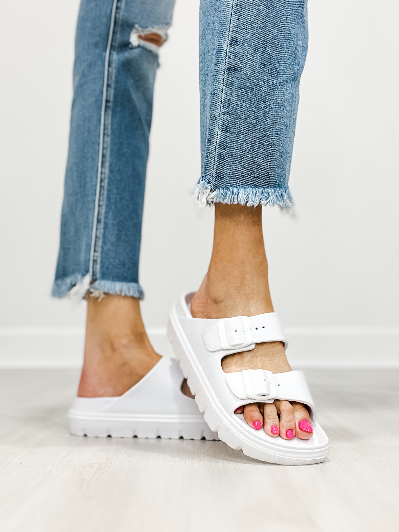 Corkys Cabana Double Buckle Sandals in White