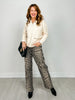 High Waisted Animal Print Knit Jeans