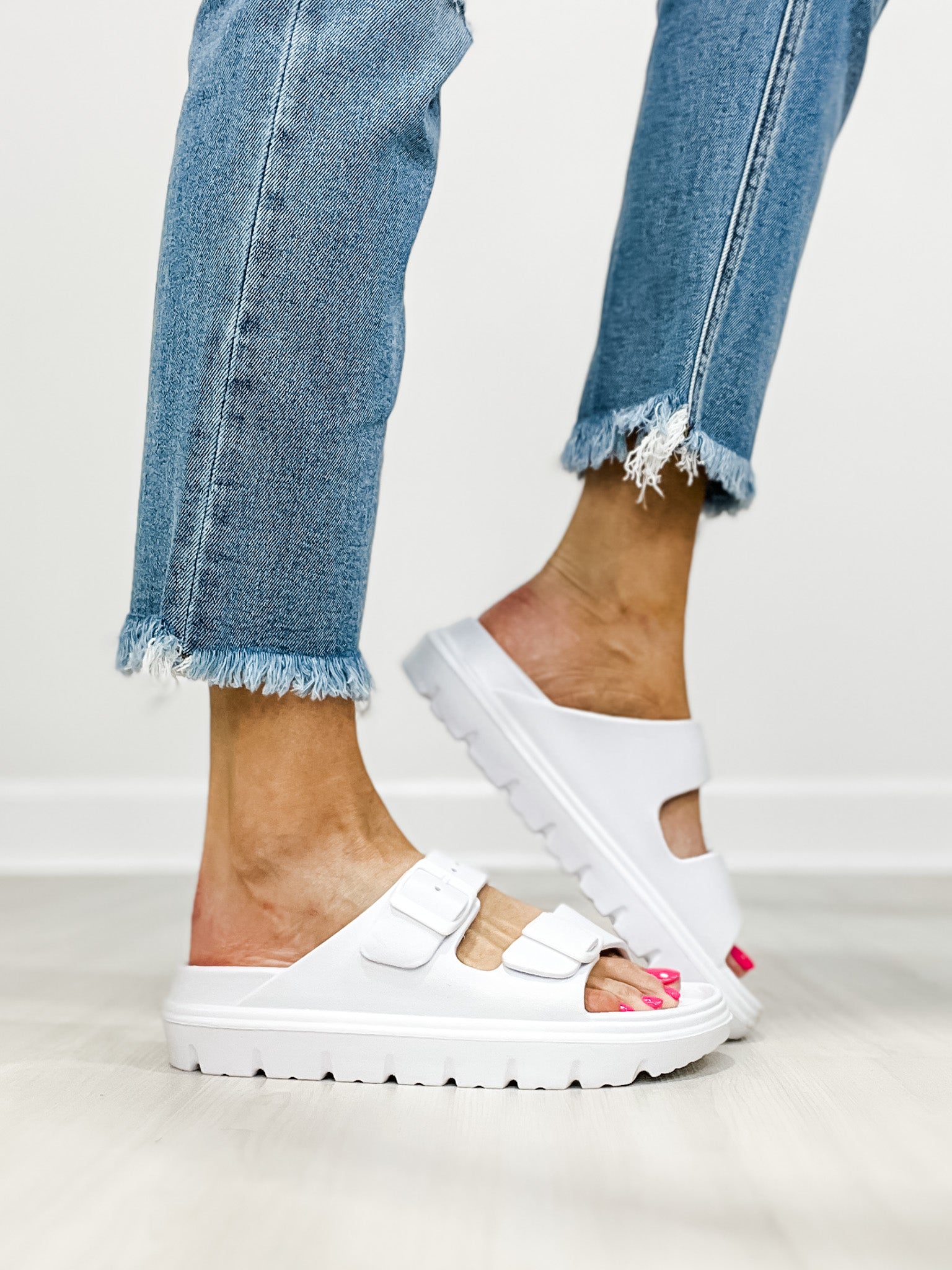 Corkys Cabana Double Buckle Sandals in White