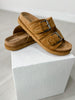 Corkys Smitten Double Buckle Sandals in TOBACCO FAUX SUEDE