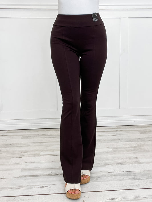 Magic High Waisted Double Knit Pants in CHOCOLATE - Skinny or Kick Flare