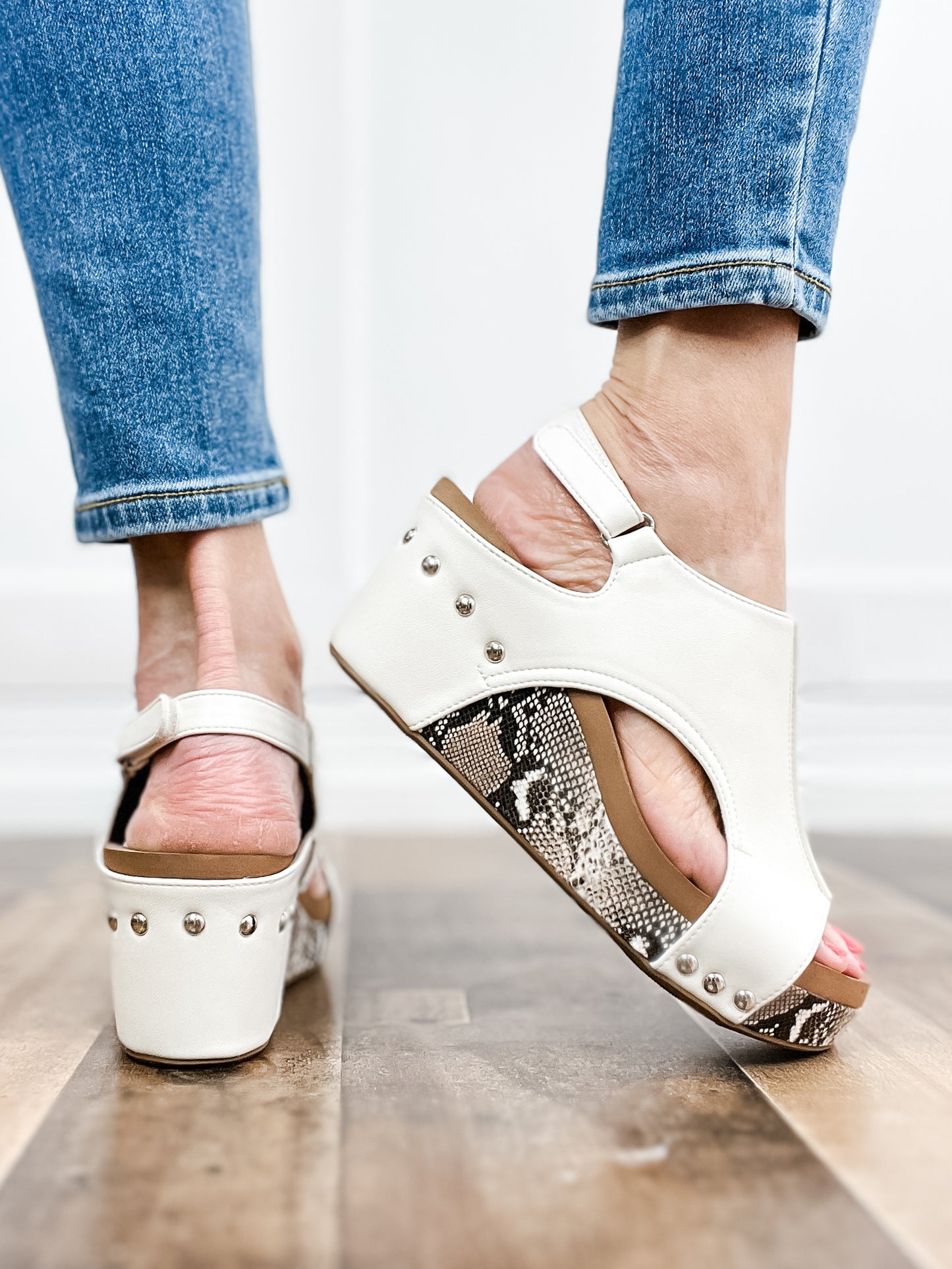 Corkys Carley IVORY SNAKE COMBO Wedge Shoes