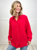 Long Sleeve Button Up Double Gauze Oversized Raw Edge Top