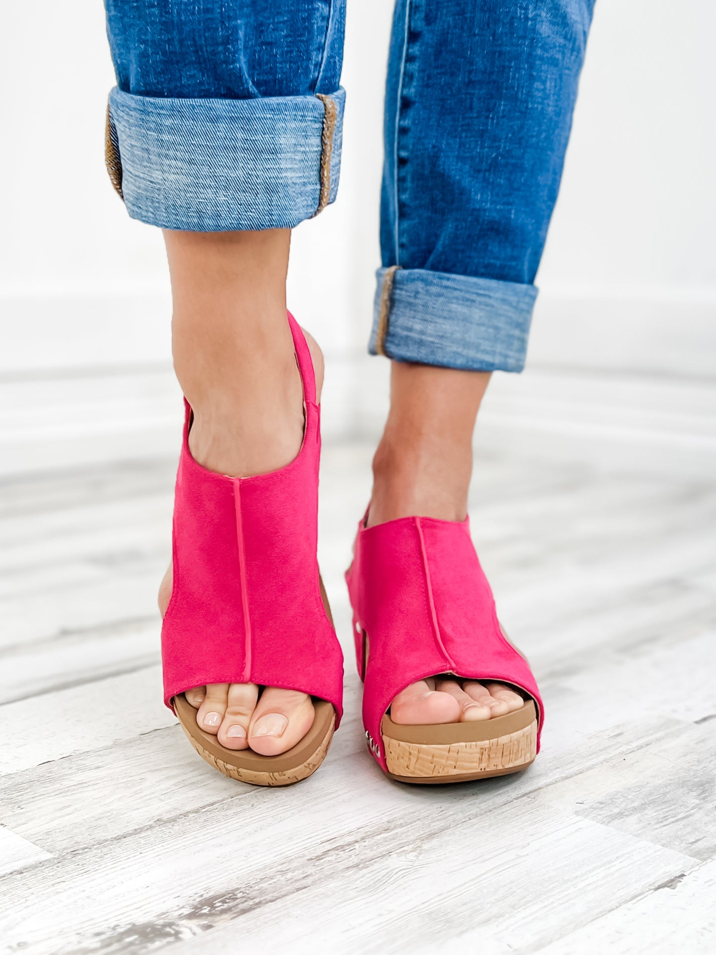 Corkys Carley Fuchsia Wedge Shoes