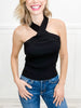 Sleeveless Criss-Cross Neck Knit Tank Top