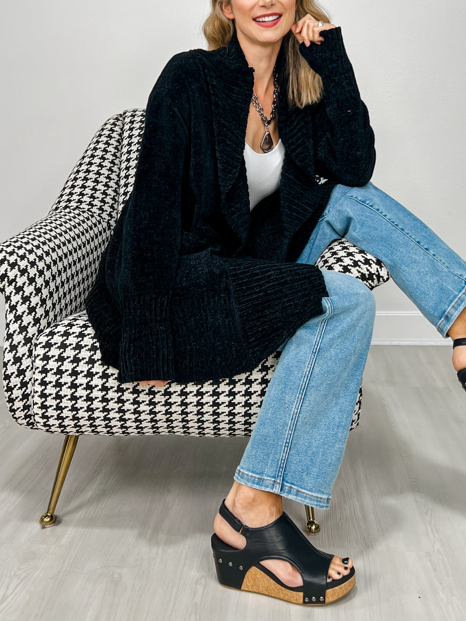 Long Sleeve Solid Knit Open Front Cardigan