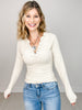 Essential Long Sleeve Micro-Ribbed Henley Top