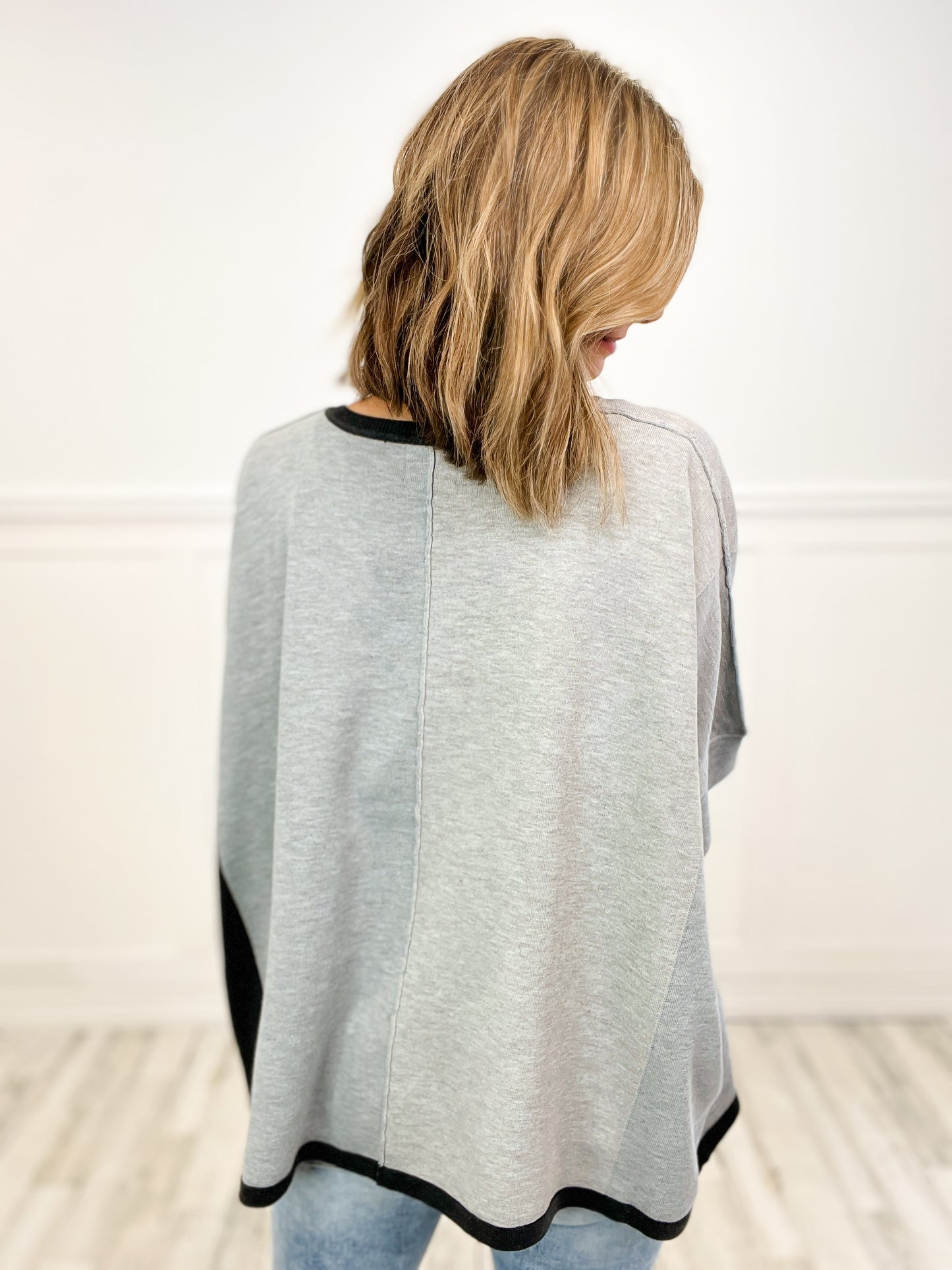 Dead Ringer Colorblock V-Neck Poncho Sweater Top