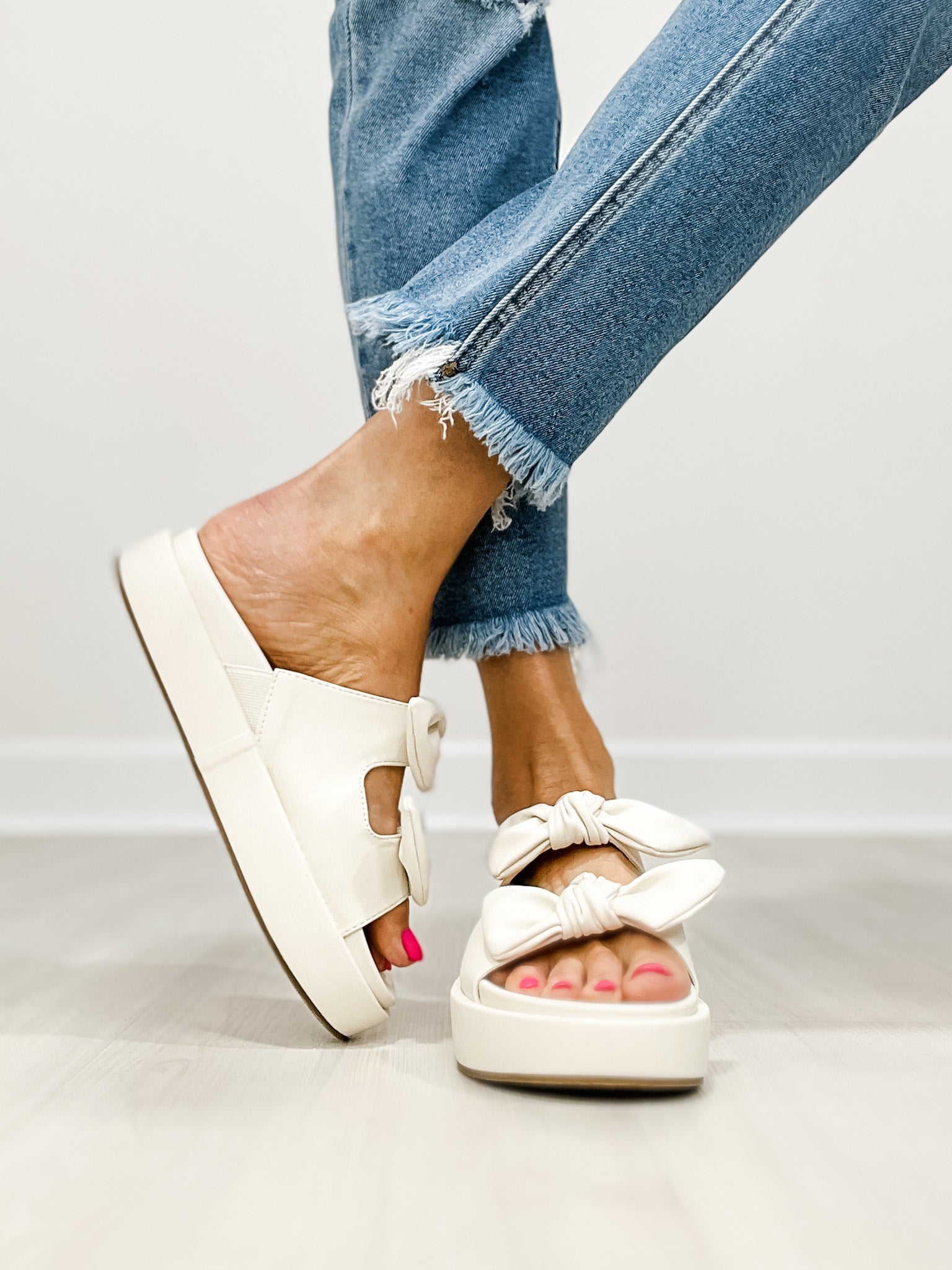 Corky's | Come Aboard Gold Stud Detail Flat Sandal in Ivory