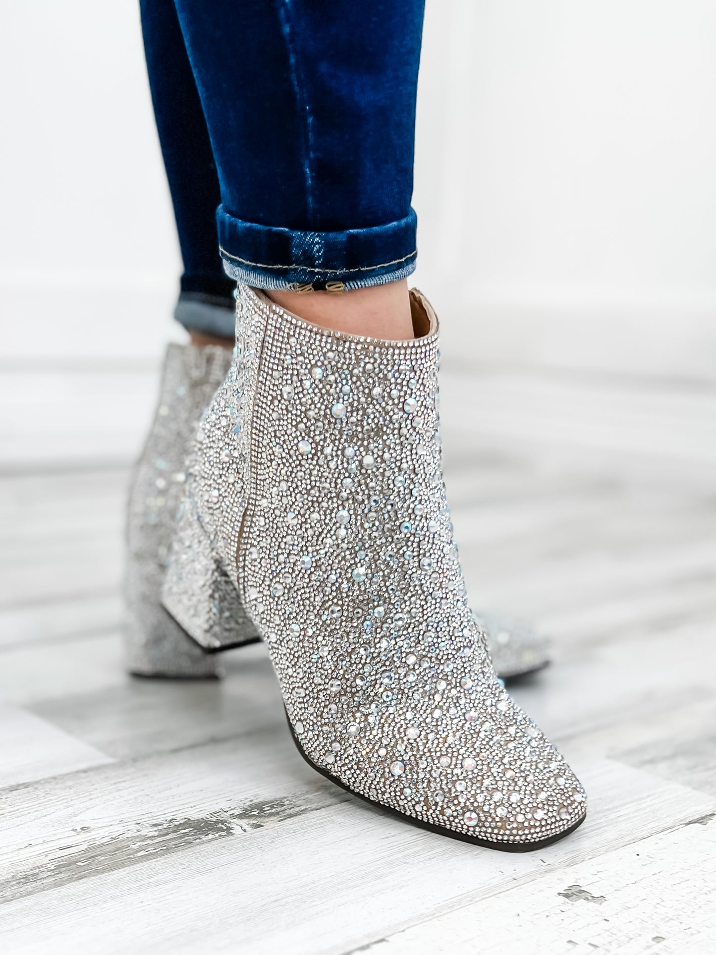 Corkys LIT Short Booties in Clear Rhinestone