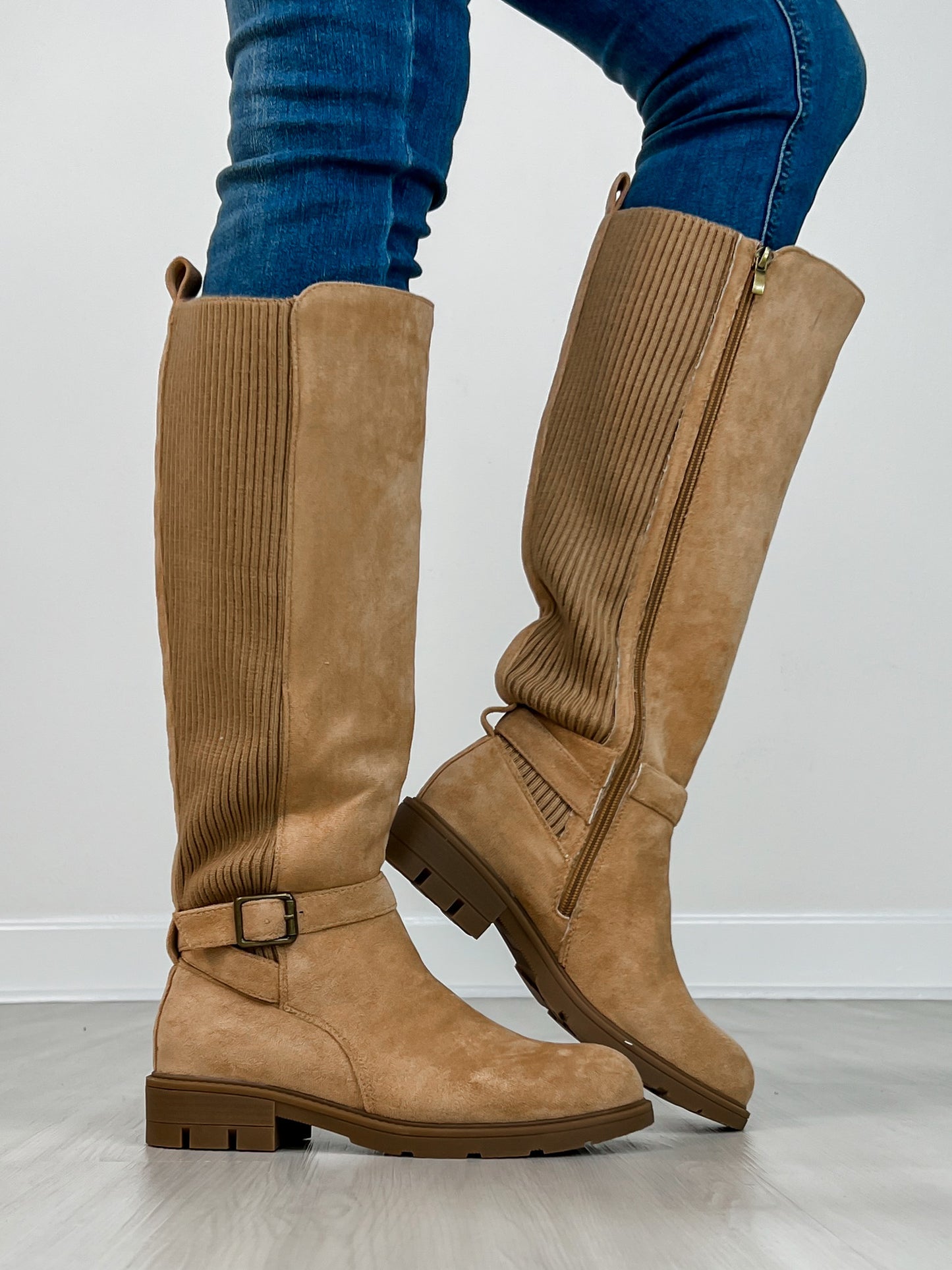Corkys Hay There Tall Boots in CAMEL FAUX SUEDE