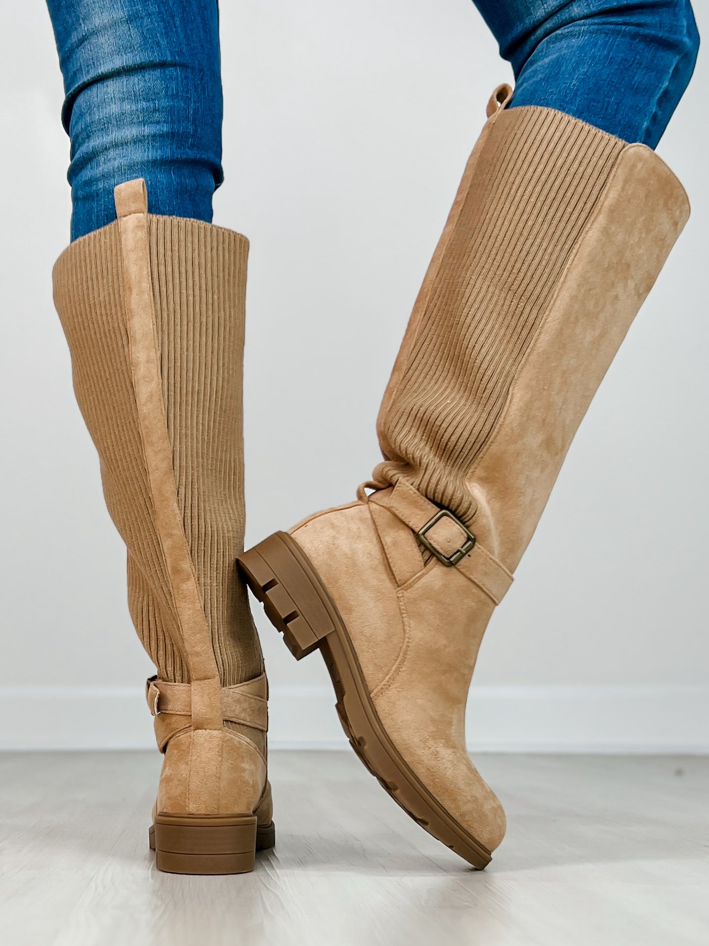 Corkys Hay There Tall Boots in CAMEL FAUX SUEDE