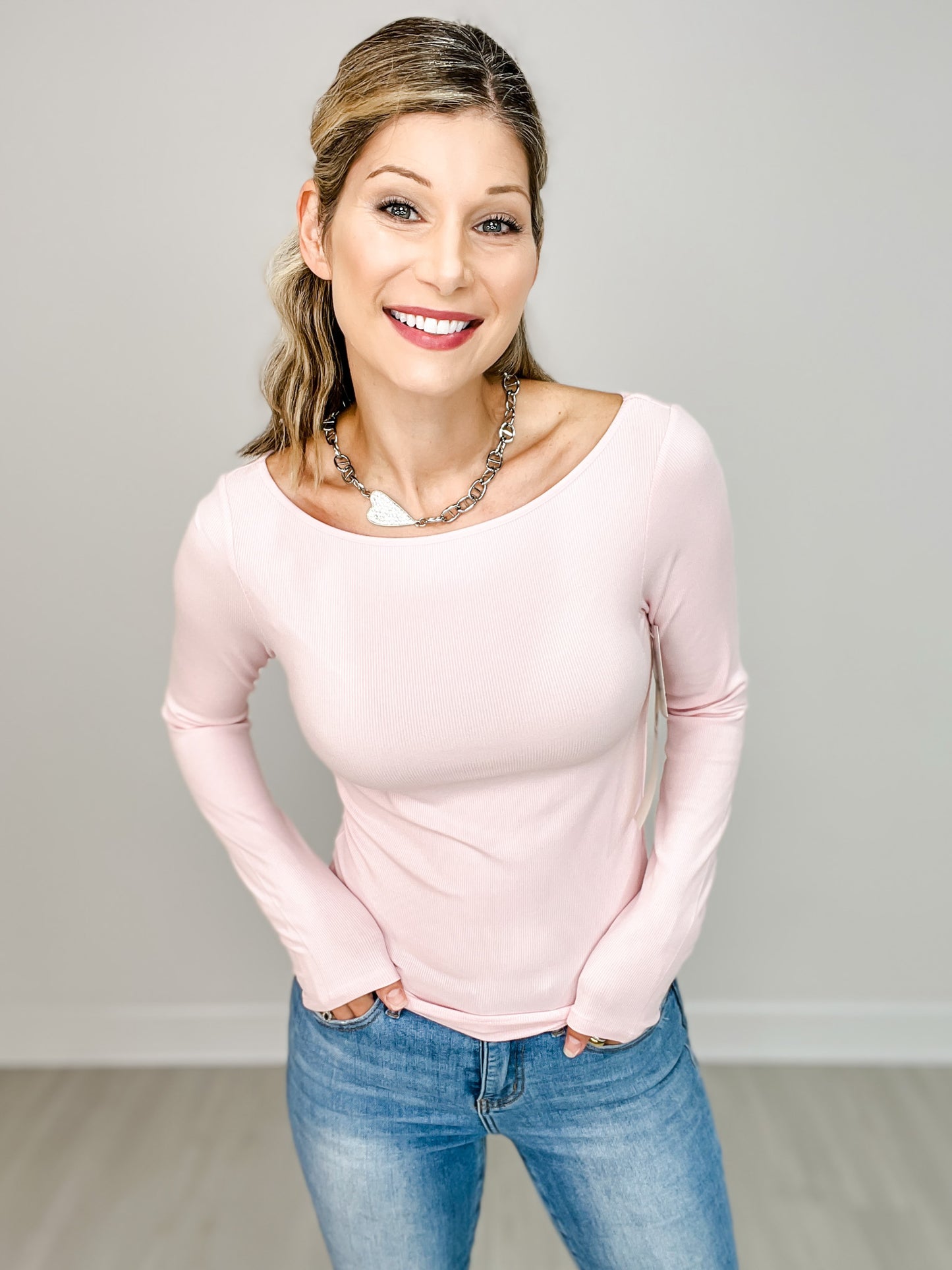 Barely There Boat Neck Micro-Ribbed Top