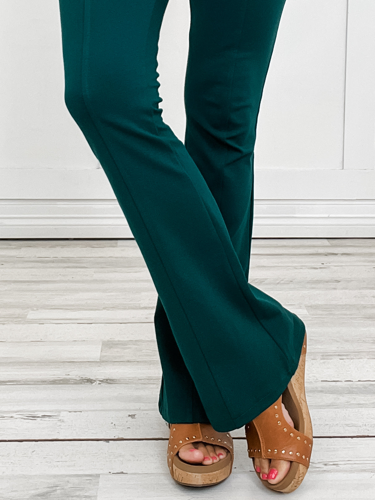 Magic High Waisted Double Knit Pants in HUNTER GREEN- Skinny or Kick Flare