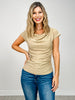 short sleeve cowl neck top with side rouching