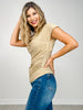 short sleeve cowl neck top with side rouching