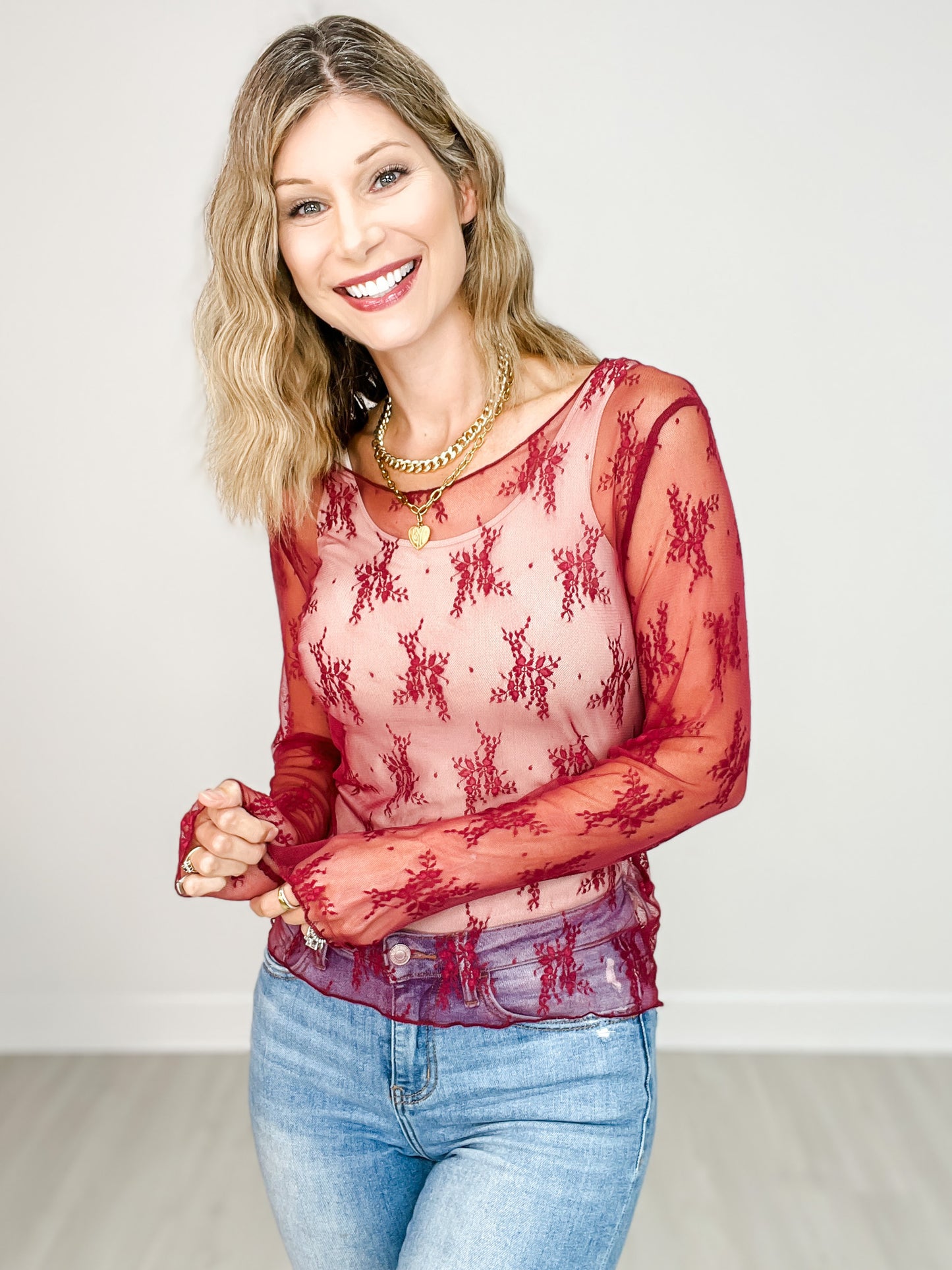 Unlined Lace Long Sleeve Top - GRP B