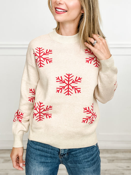 Long Sleeve Snowflake Pattern Sweater Top