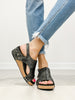 Corkys Volta II Wedge Sandals in Black Texture