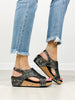 Corkys Volta II Wedge Sandals in Black Texture
