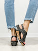 Corkys Volta II Wedge Sandals in Black Texture