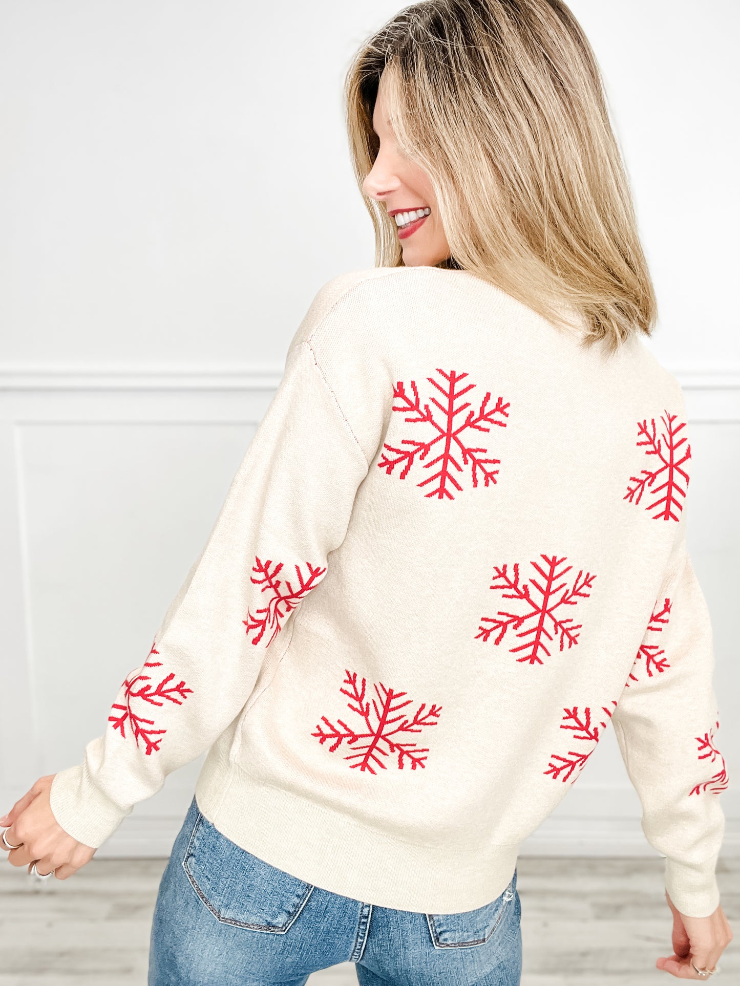 Long Sleeve Snowflake Pattern Sweater Top